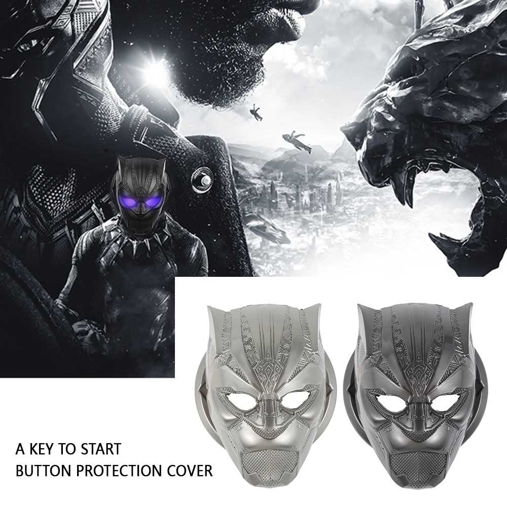 

Black panther one-click start button protection cover paste car interiors modified ignition device switch metal decorative stick