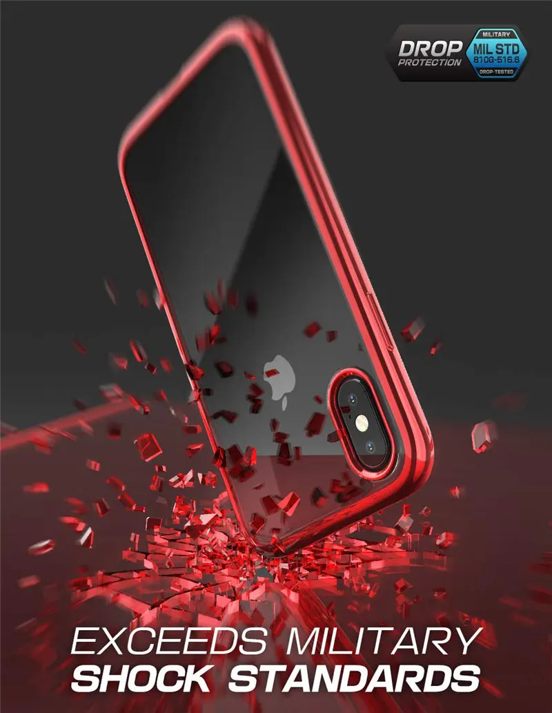 SUPCASE для iPhone X Xs чехол UB электро полный корпус Прозрачный блестящий тонкий Чехол-Обложка из смешанных материалов со встроенным протектором экрана