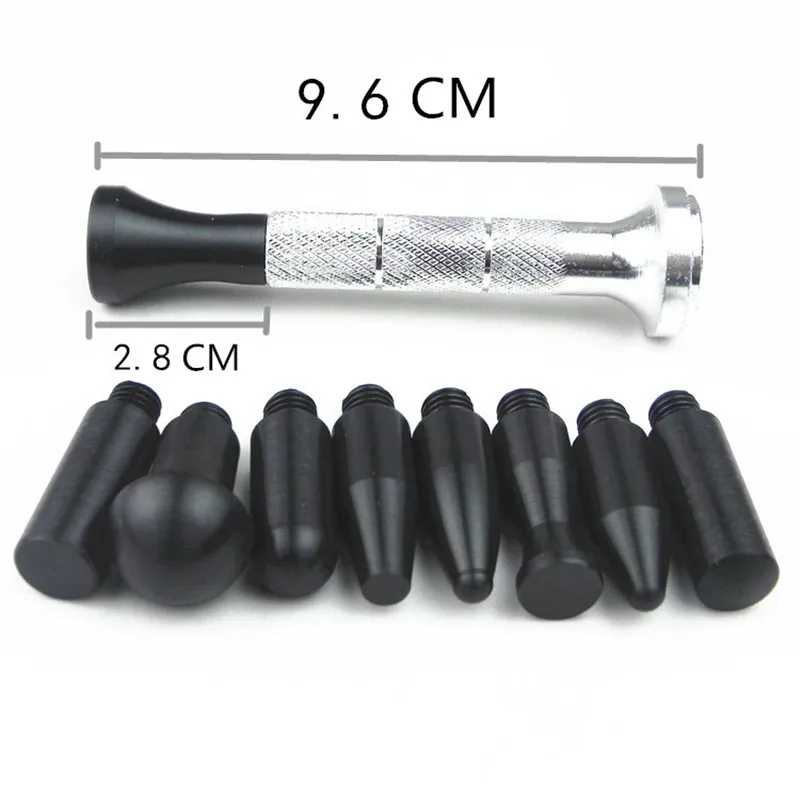 

H 9PCS Car Dent Repair Hail Removal Tools Aluminum Alloy Auto Hail Removal Repair Pen Hand Knock Down 9 Heads Car Repair Tool