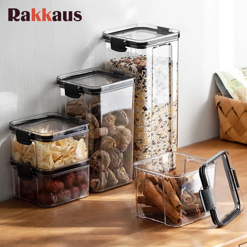 

Plastic Airtight Canister Kitchen Storage Can Bottles Jars With Lid Food Container Grains Tea Coffee Beans Candy Jar Containers
