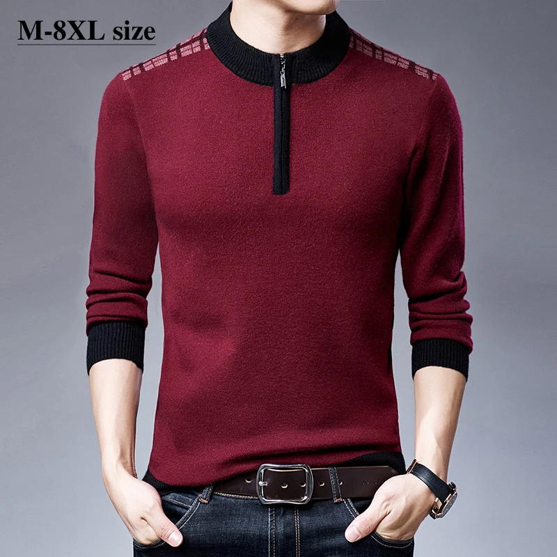 Мужской плотный вязаный свитер на молнии повседневный теплый пуловер большого