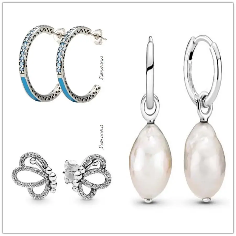

Original 925 Sterling Silver Freshwater Cultured Baroque Pearl Hoop Earrings For Women Wedding Gift Fashion Jewelry
