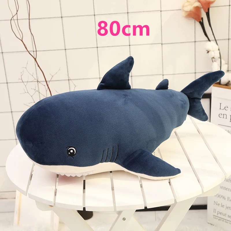 80cm blue 80 см, большой размер, забавная мягкая плюшевая игрушечная Акула, мягкая подушка, подушка-подарок на день рождения для детей, детские куклы, чучела животных, Brinquedos - Цвет: 80cm blue
