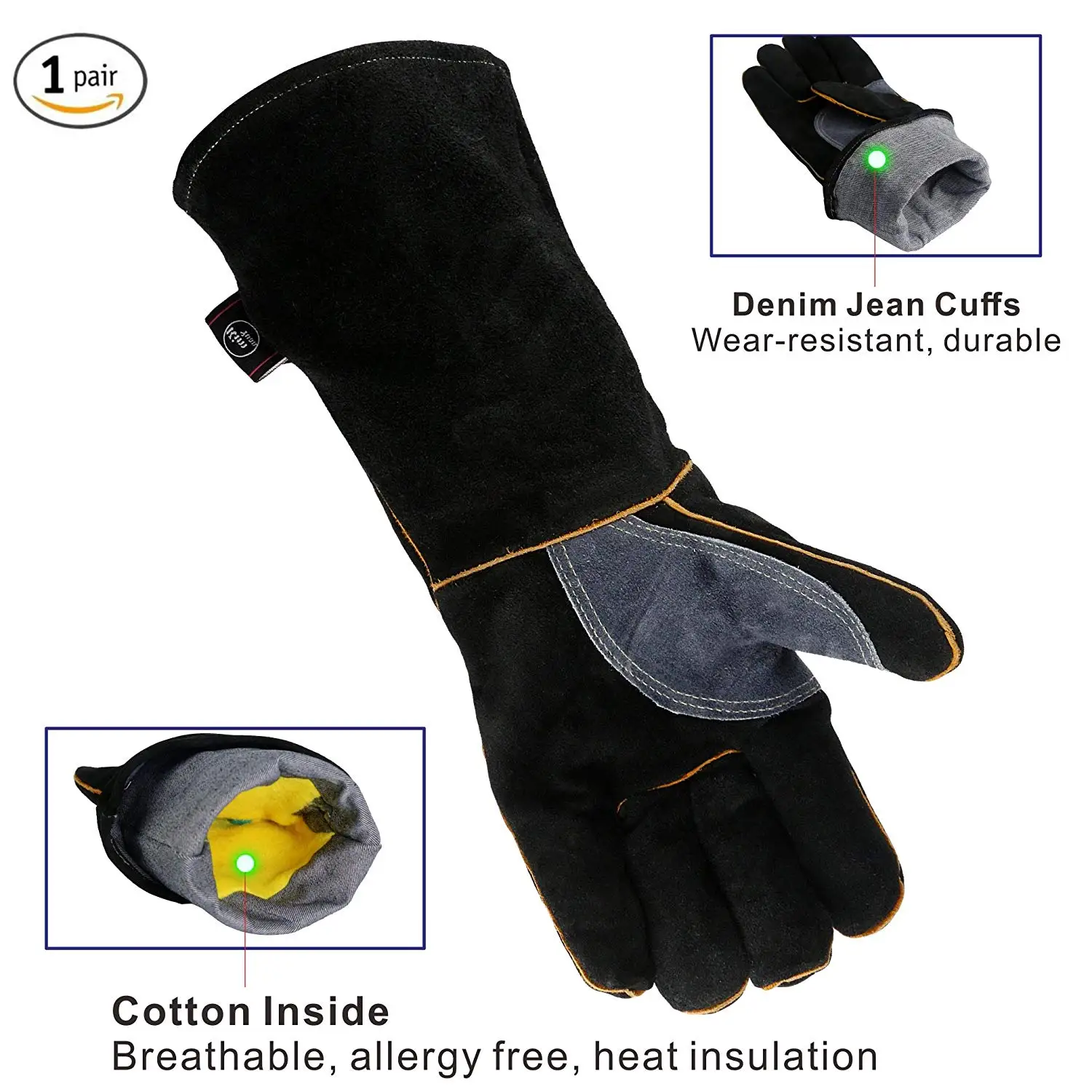 HHPROTECT BBQLeather Forge/Mig/Stick сварочные перчатки жаростойкие рукавицы для