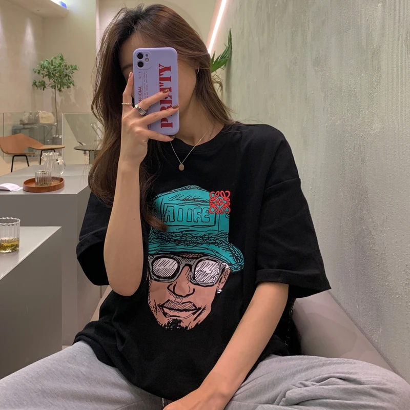 Винтажная футболка в японском стиле с коротким рукавом женская летняя свободная