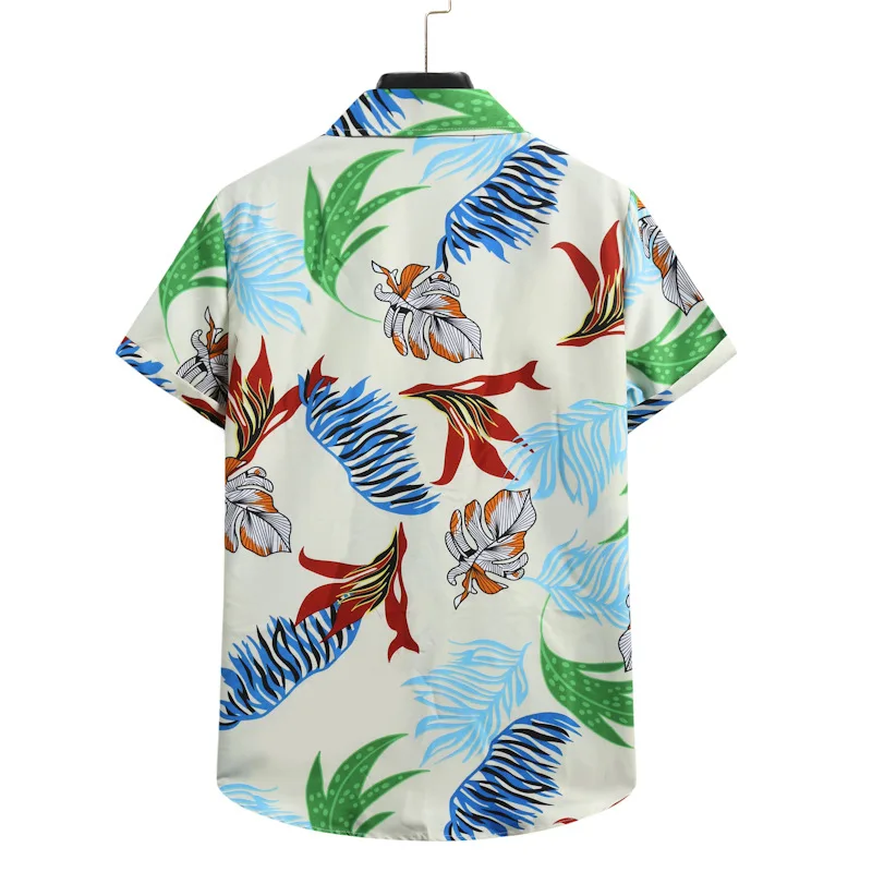 

2021 New Men's Printed Short-Sleeved Shirt Youth Fashion Vacation Casual Shirt