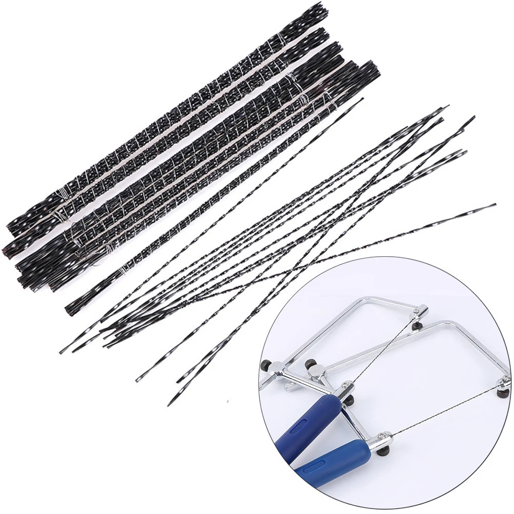 

12Pcs Wire Saw Blade Jig Saw U Type Saw Bow Saw Hand Saw Blade Cutter Woodworking Metal Wood Cutting Scroll Spiral Teeth