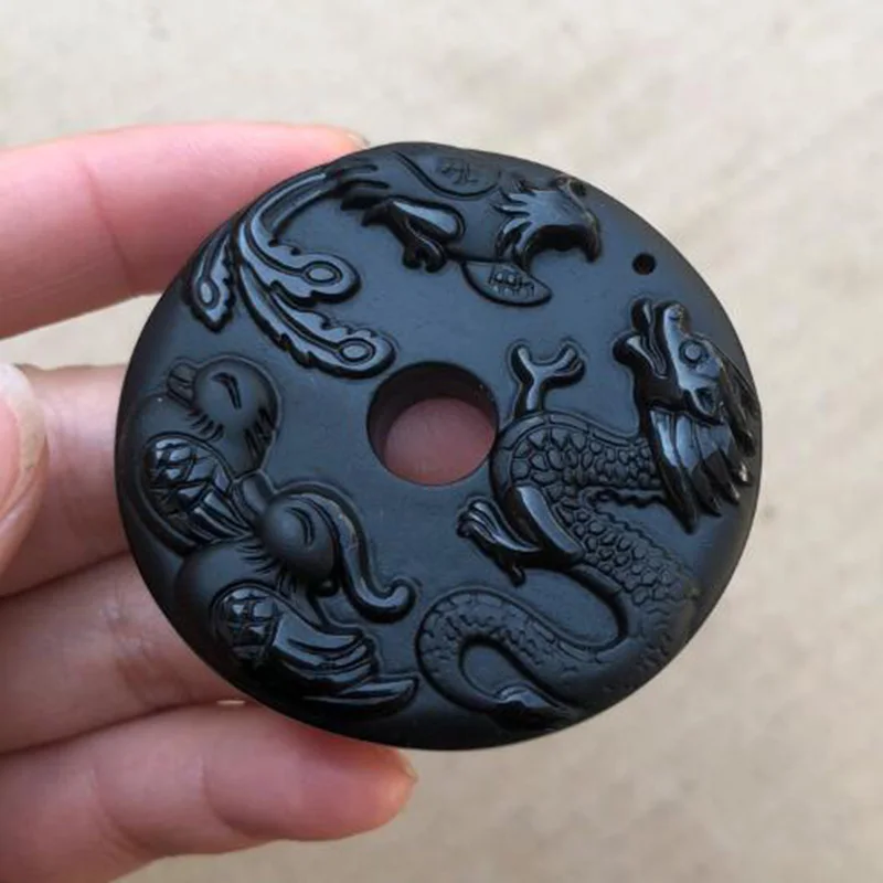 Натуральный Дракон из обсидиана и Феникс мандарин утка безопасности пряжки