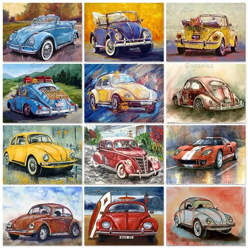 

Colorful Car Painting Diy Diamond Embroidery Full Display Drill Mosaic Cross Stitch Art Kit Handmade Gifts Wall Home Decoration