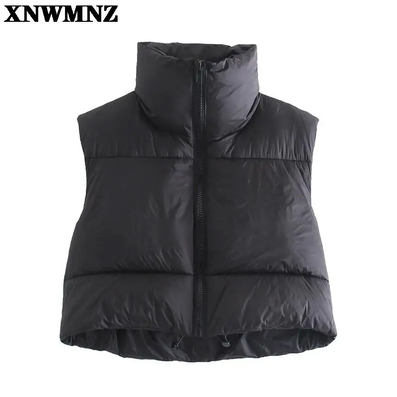 

Женский укороченный жилет на молнии, Повседневная Коричневая безрукавка с воротником-стойкой, 2021