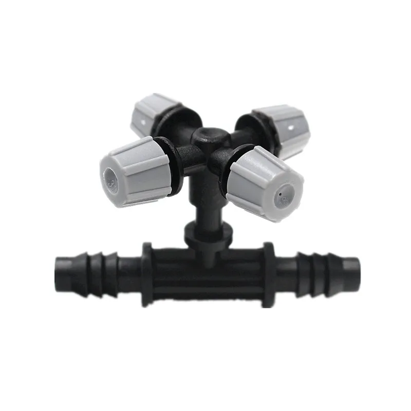 

20PCS Grey Cross Misting Sprinkler With 3/8"Barb Tee Garden Irrigation Dripper Micro Sprayer Mist Nozzle For 3/8"Tube(ID 8mm)
