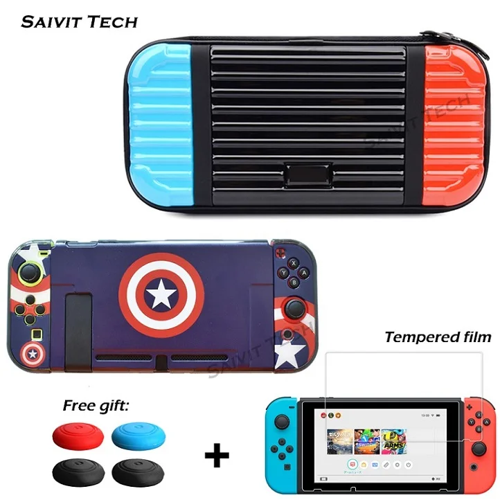 H Жесткий чехол для nintendo switch из поликарбоната, сумка для переноски и защитная пленка для экрана, цветная оболочка для nintendo Switch - Цвет: H