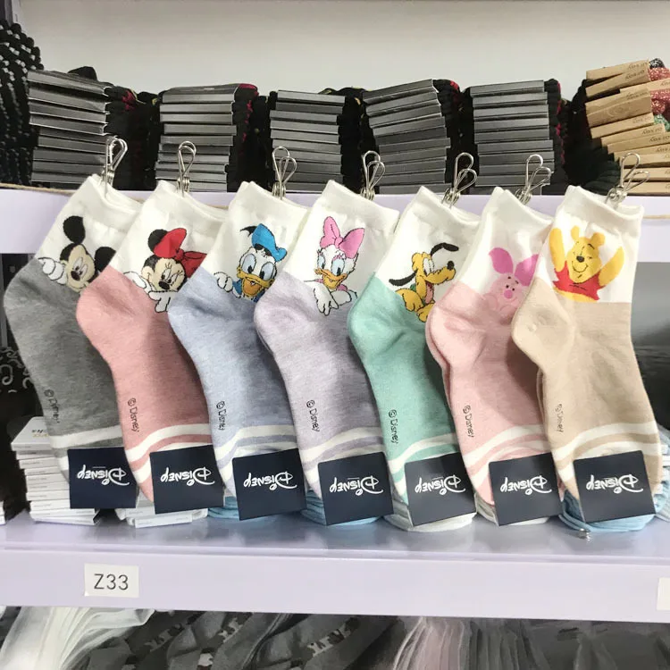 Носки с героями мультфильмов Дисней, носки с рисунками Микки, Дональда Дака, женские носки для взрослых