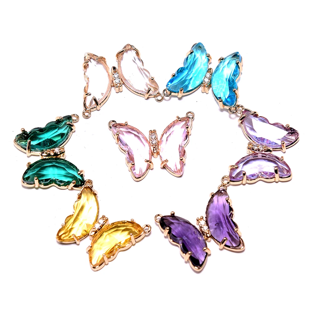 Металлические стразы Разноцветные Подвески-бабочки с кристаллами для