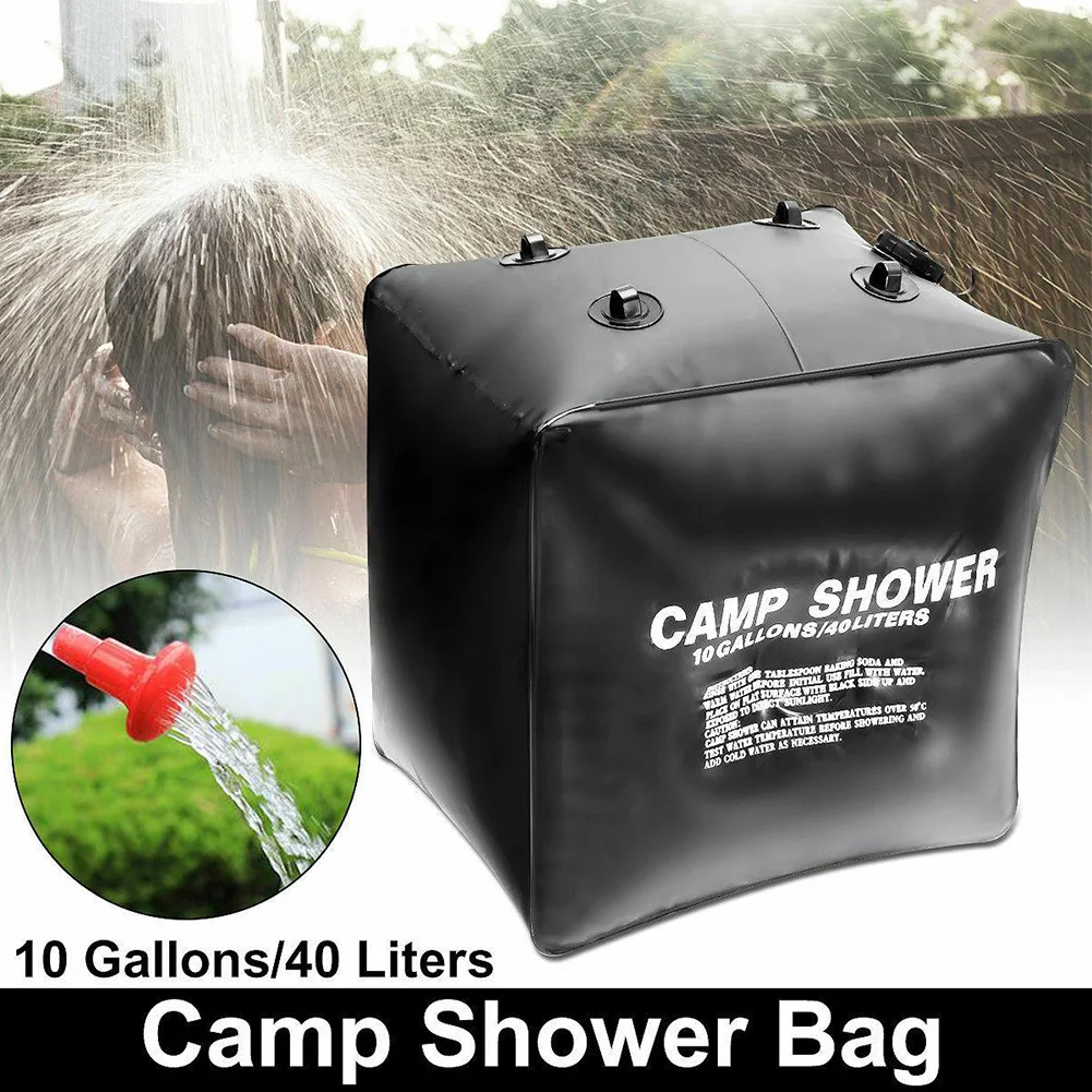 40L Shower Bag Portable Outdoor Solar with Hose and Head for Camping Traveling Cleaning Water | Спорт и развлечения