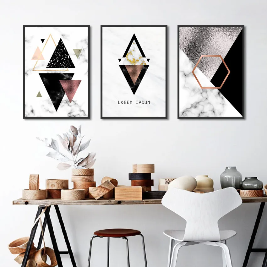 Абстрактный геометрический Графический постер треугольный принт холст живопись