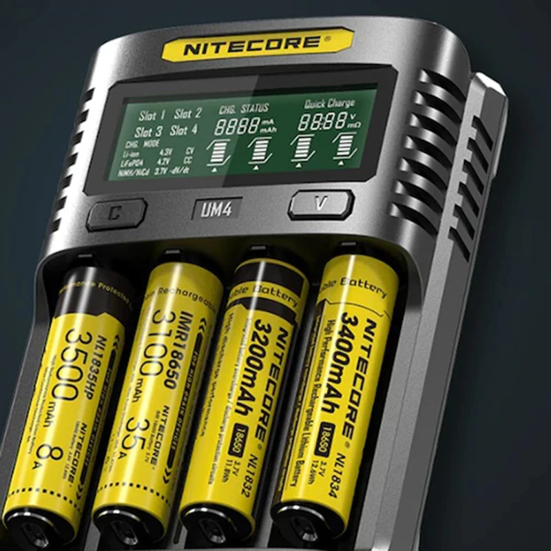 Умное зарядное устройство NITECORE UM4 UM2 C4 VC4 ЖК-дисплей для батарей li-ion/IMR/INR/ICR/LiFePO4 18650