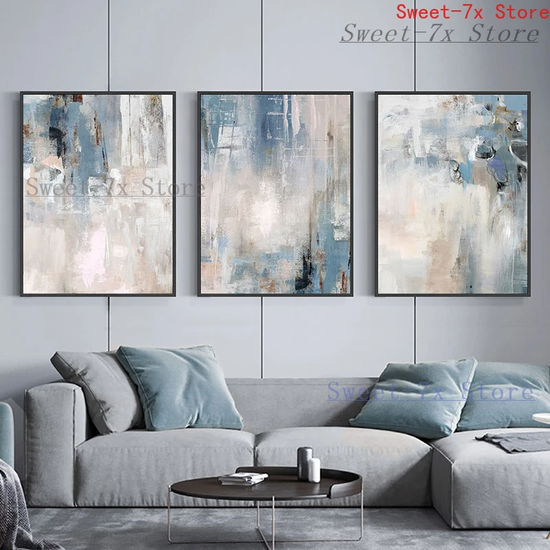 

Modern Style Blue Abstract Canvas Painting Art Nordic Posters and Prints Wall Pictures for Living Room Decoration Frameless