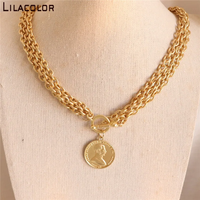 Lila цветная цепочка золотой цвет хип-хоп женское ожерелье Панк Подвески s для