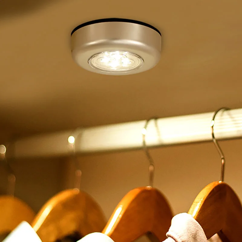 Wasourlf Touchable Small LED Light White Yellow Warm Colour AAA Battery for Cabinet Desk Car Closet