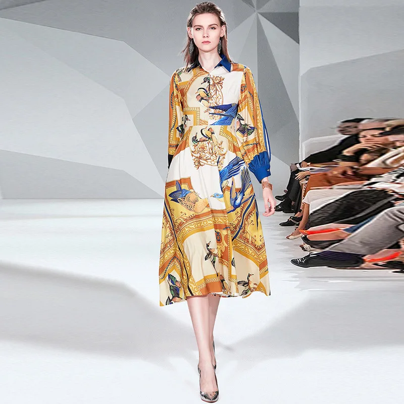 Осеннее женское платье Горячая Мода Печать с длинными рукавами A735|Женские