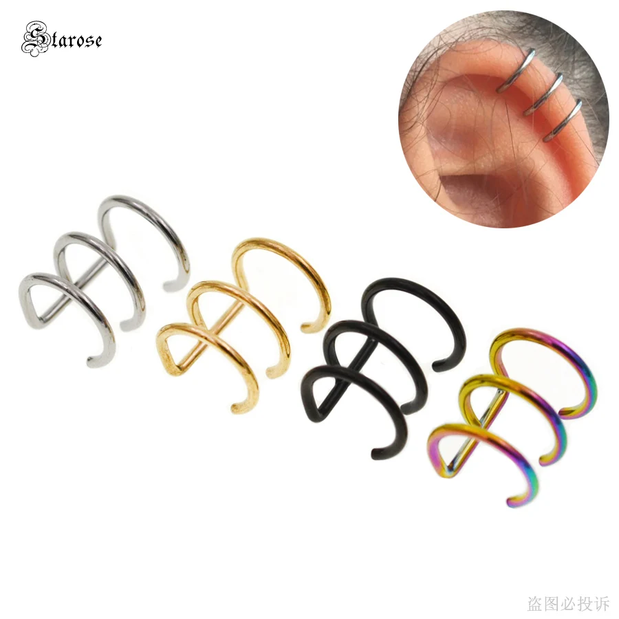 Starose 2 шт. не проколотые серьги-клипсы для ушей поддельные пирсинг Спираль Oreja