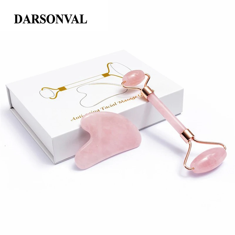 

Natural Rose Quartz Jade Roller Facial Massager Slimming Skin Lift Tools Roller Skin Massage Beauty Care Anti-aging Double-end