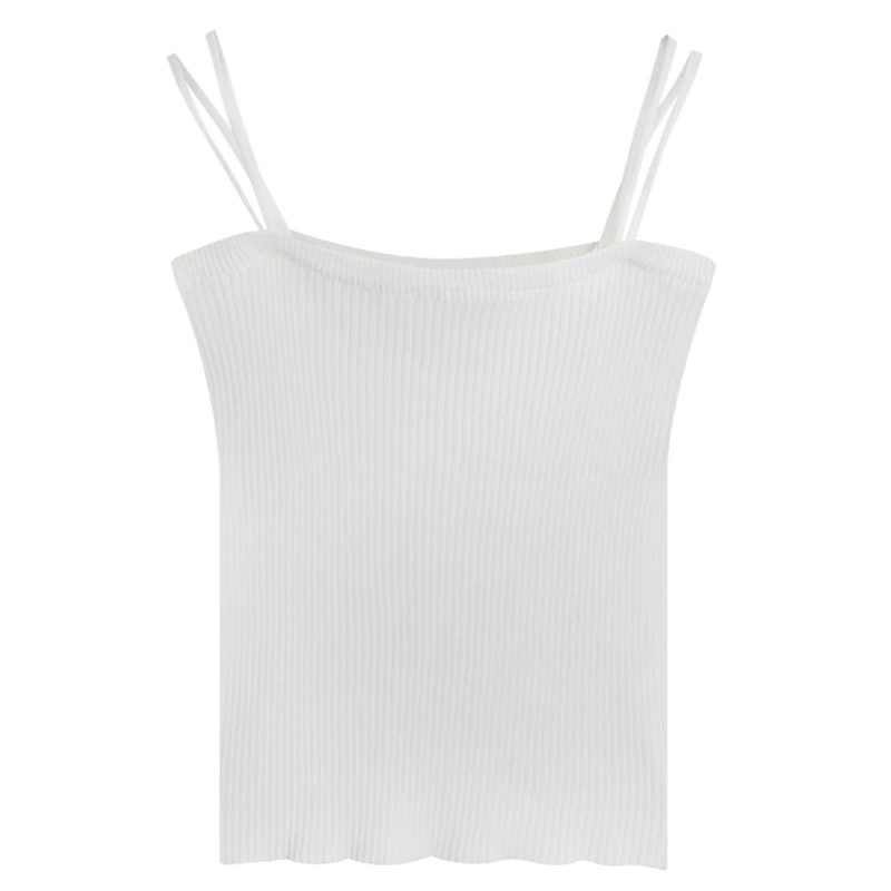 

Design Sense Black Inner Knitted Vest Women's Summer Sexy Outer Wear Short Top French Minority White Suspender