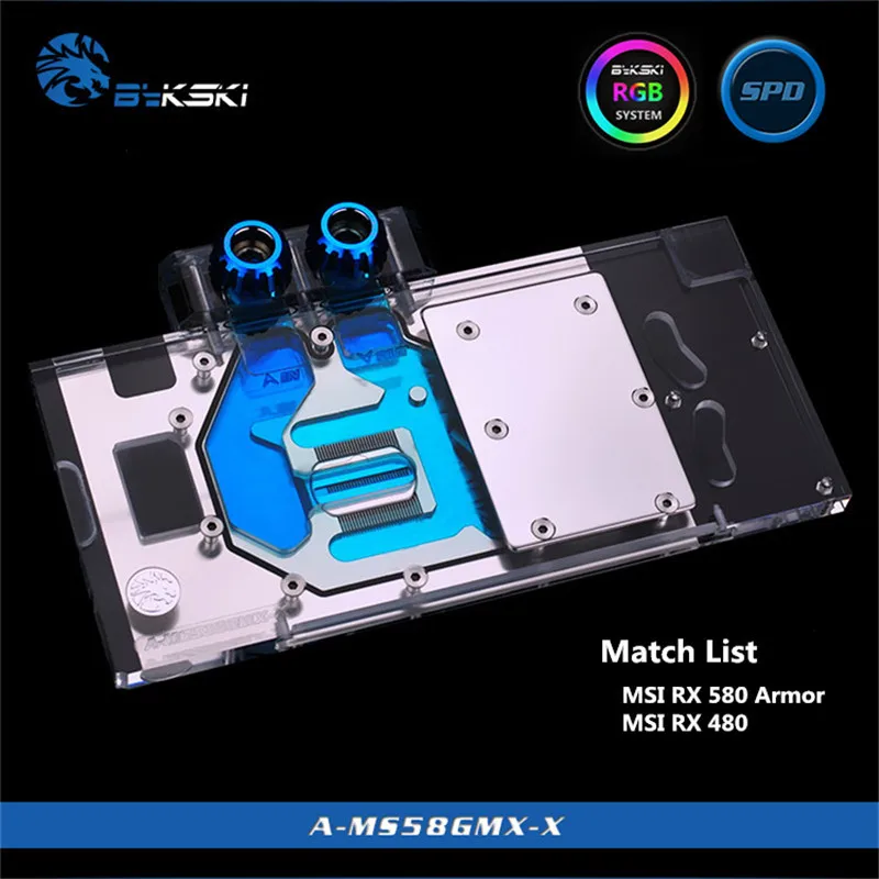 Bykski полный охват блок GPU воды для MSI RX580/480 игровая X8G/8G/4G Графика карты A-MS58GMX-X |