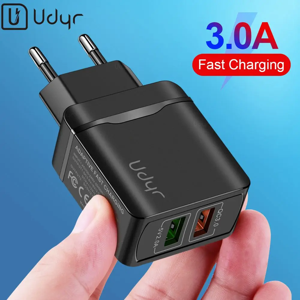 Udyr Quick Charge 3,0 28W QC 3,0 адаптер зарядного устройства с двойным USB EU вилка Дорожное настенное зарядное устройство для мобильного телефона для iPhone 11 samsung Xiaomi