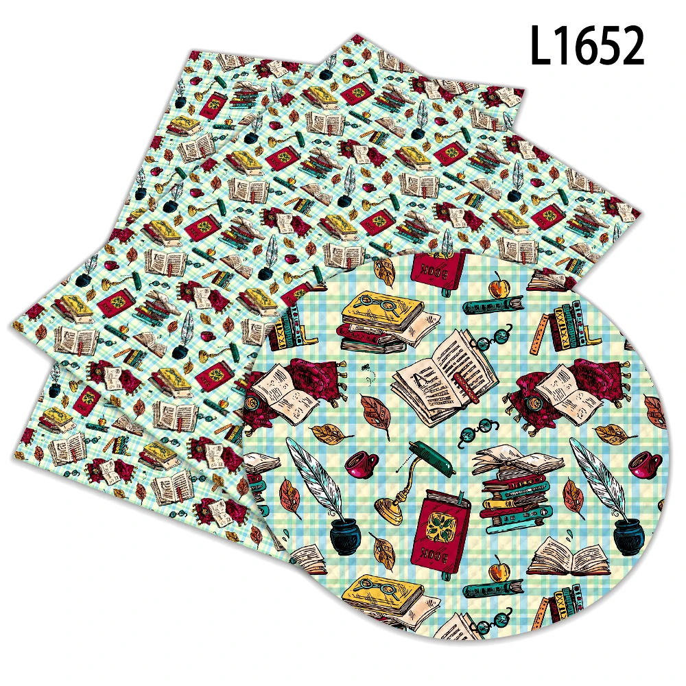 

30 Cm X 136 Cm Book and Eye Pattern Synthetic Faux Leather for Hair Bow Purse Phone Case