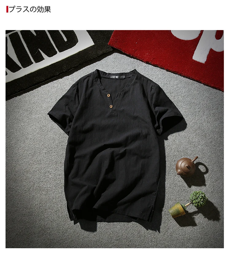 Sinicism Store 5XL мужская хлопковая льняная футболка, Мужская Летняя Повседневная футболка, мужские футболки с v-образным вырезом и коротким рукавом