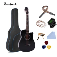 3841 inch acoustic guitar basswood 6 strings folk guitar with bag pick capo tunner wooden for beginners with guitar accessories