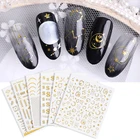 Модные 3D золотые блестки луна и звезды 3D наклейки для ногтей клейкие украшения для ногтей для женщин Красота ногтей DIY маникюрные переводки