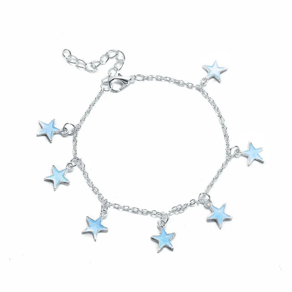 

Beach Style Silver Plating Stars Pendant Anklets Bracelets Foot Accessories Sandal Fitting For Decortaion For Women