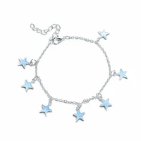beach style silver plating stars pendant anklets bracelets foot accessories sandal fitting for decortaion for women
