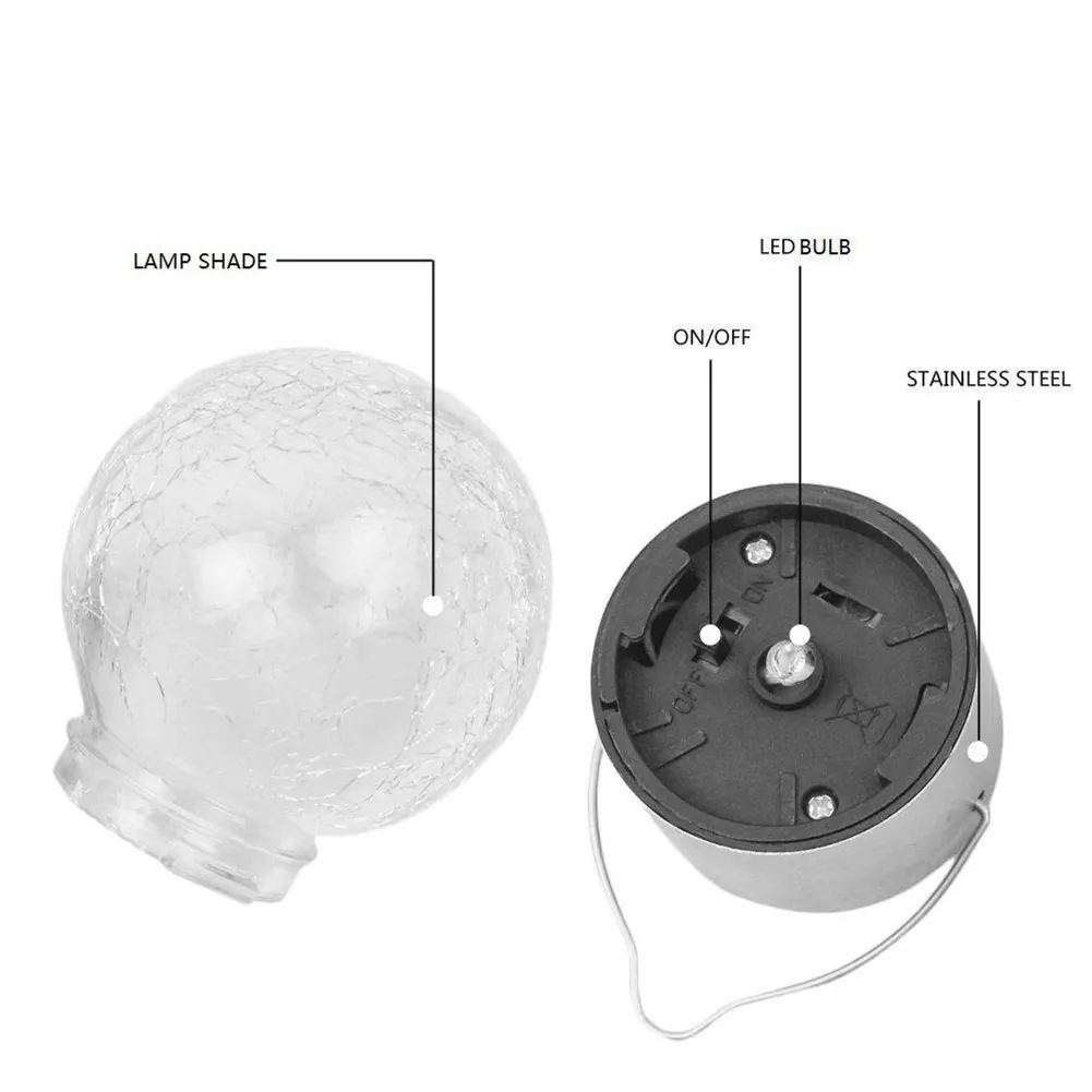 

Solar Lantern Outdoor Hanging Solar Light led Crackle Glass Ball Lamp Decorative Lantern Tree Hanging Globe Light Solar 4pcs