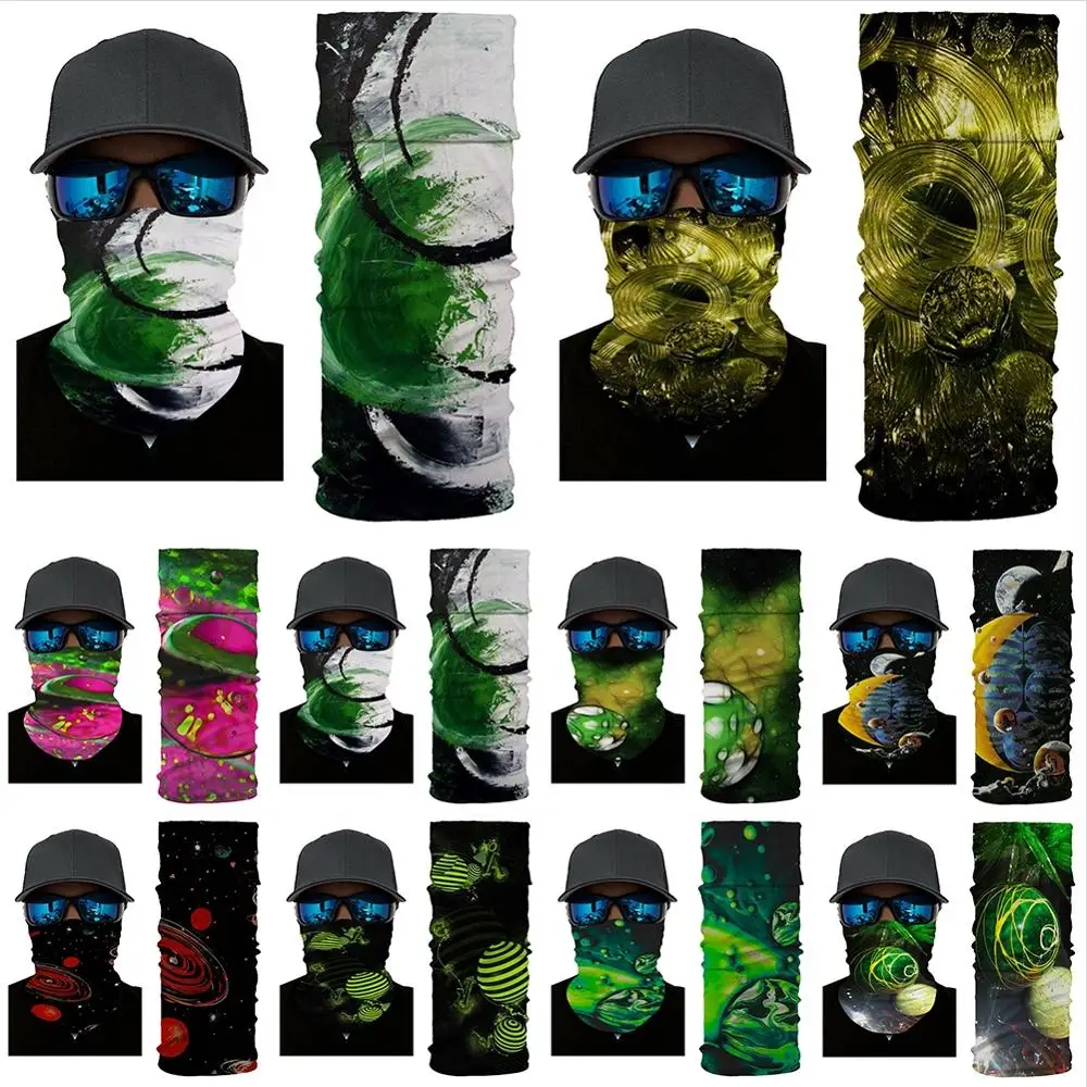 

Новинка, пылезащитный тюрбан с узором в виде сферы, мужской бесшовный тюрбан из микрофибры и полиэстера, пылезащитный охлаждающий тюрбан с ...