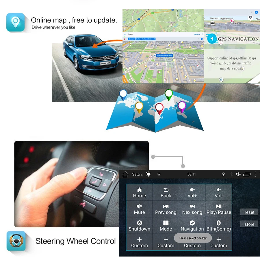 Автомобильная Мультимедийная система 2 Гб + 32 ГБ android 9 0 7 дюймов 1080P GPS BT Wi-Fi FM AM RDS DAB