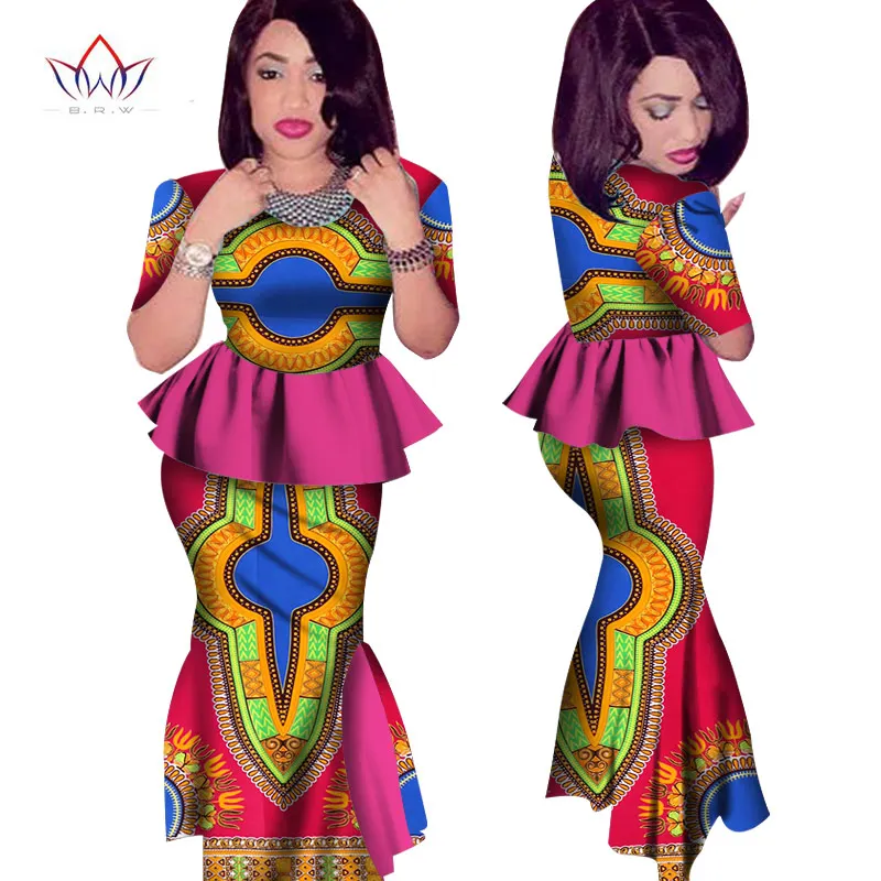 Summer Africa Dashiki African Women Clothing Africa2 Piece For Women Brand Clothing Women Printed O-neck African Skirt Top WY499