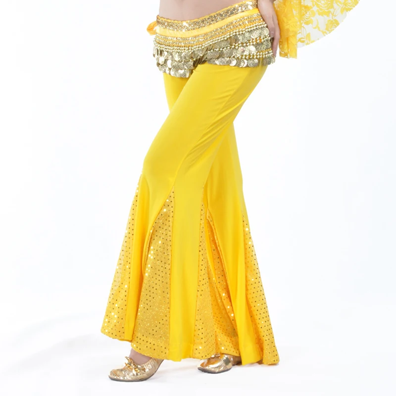 Женские Кружевные штаны для танца живота костюм длинные с блестками