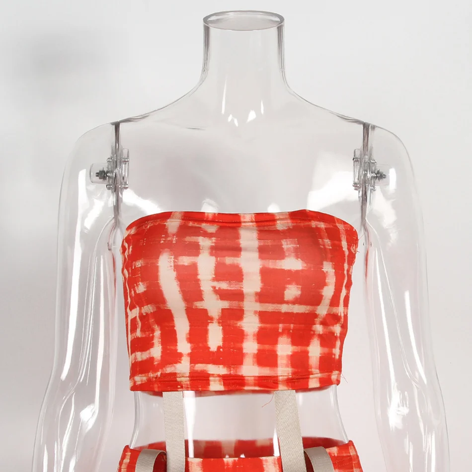 New Kylie Jenner Tight Two-Piece Dress And Tube Top Fashion Rusty Red Style Designer Set | Женская одежда