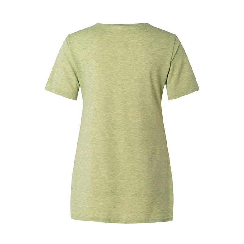

Newly Women Summer Short Sleeves T-shirts V Neck Solid Color Pullover Breathable Casual Tops DO99