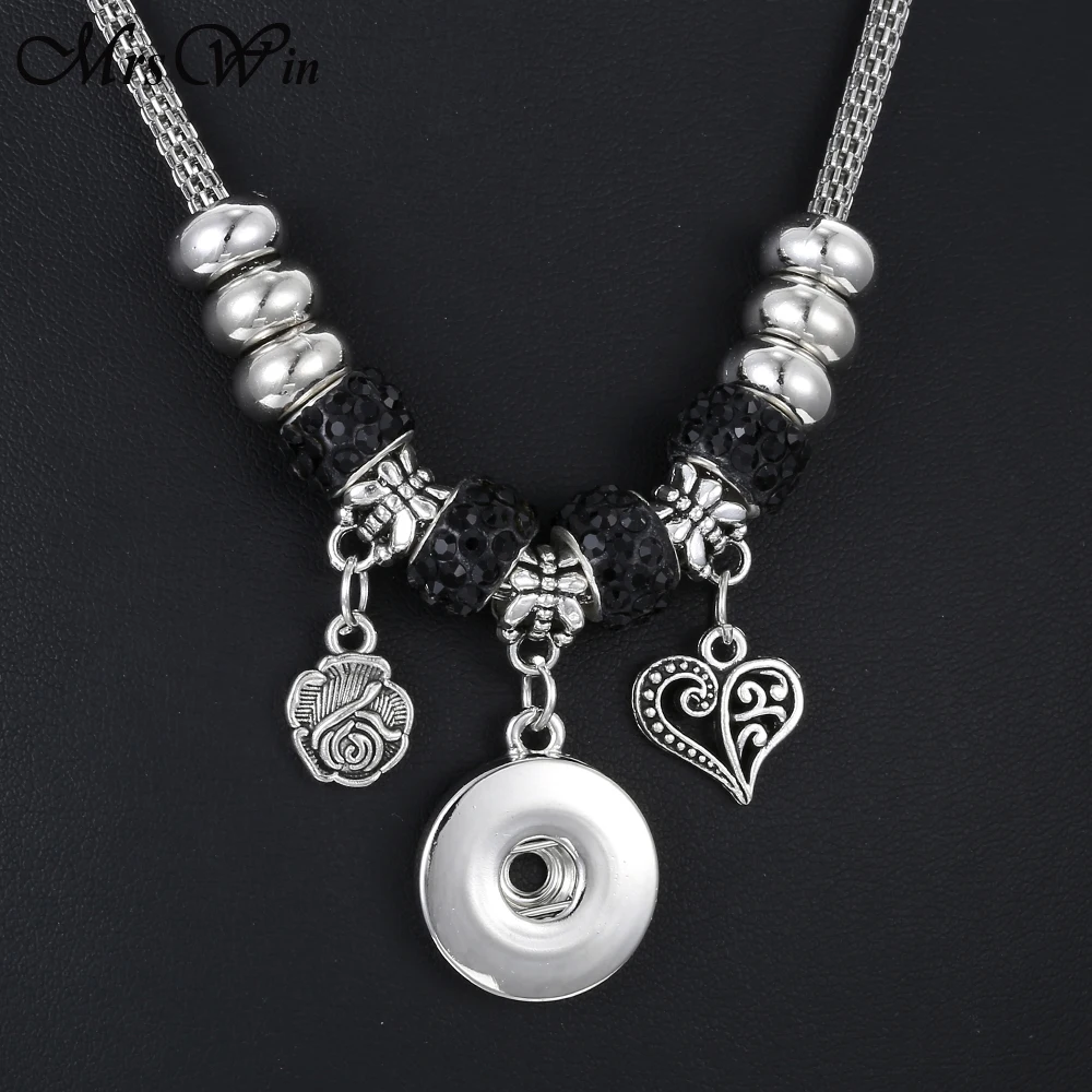 Новинка 18 мм Ювелирные изделия с кнопками подвеска ожерелье для женщин роза