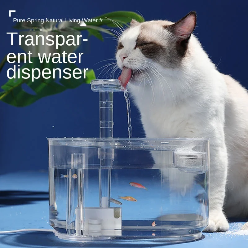 Transparent smart pet cat  water fountain indoor Automatic loop Multiple filtering 3.5L large capacity Cat feeder Cat accesorios