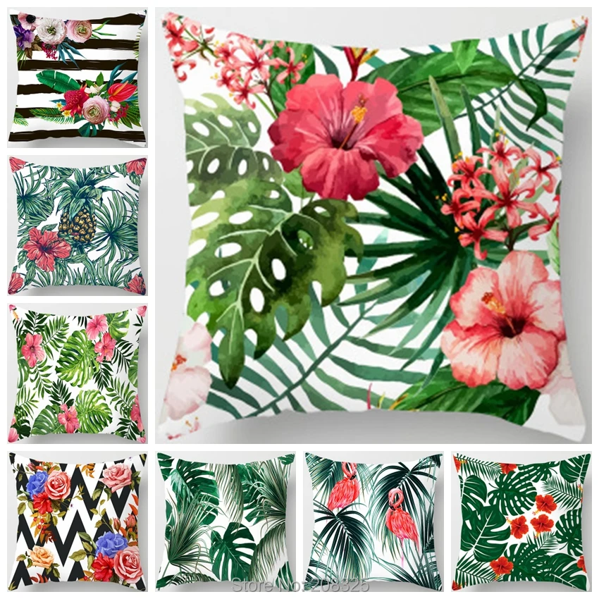 ZENGIA Цветок Наволочка на подушку размером 45*45 см полиэстер тропические листья