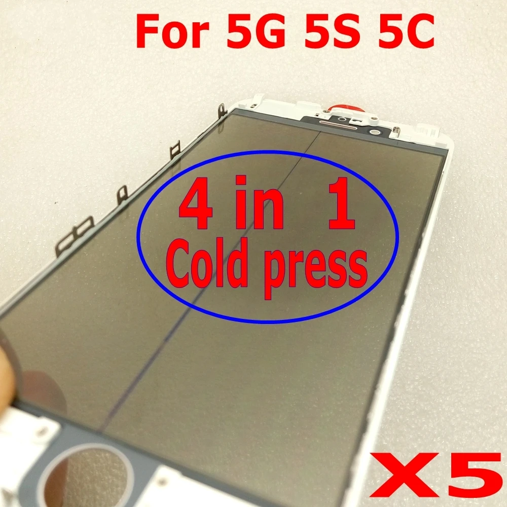 

5 шт. холодный пресс для iPhone 5 5s 5c SE переднее стекло с рамкой с ока поляризатор вместе 4 в 1 для ремонта ЖК-экрана