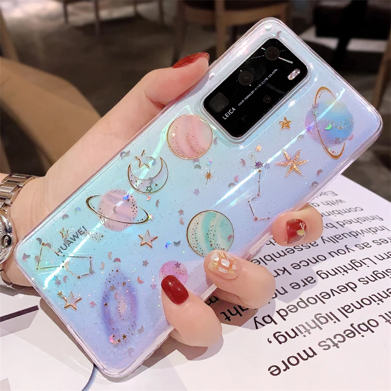 Для Samsung Galaxy A6 A8 плюс J4 J6 A9 A7 2018 чехол блеск планета Мягкий силиконовый J7 J5 J3 J2 Prime Pro