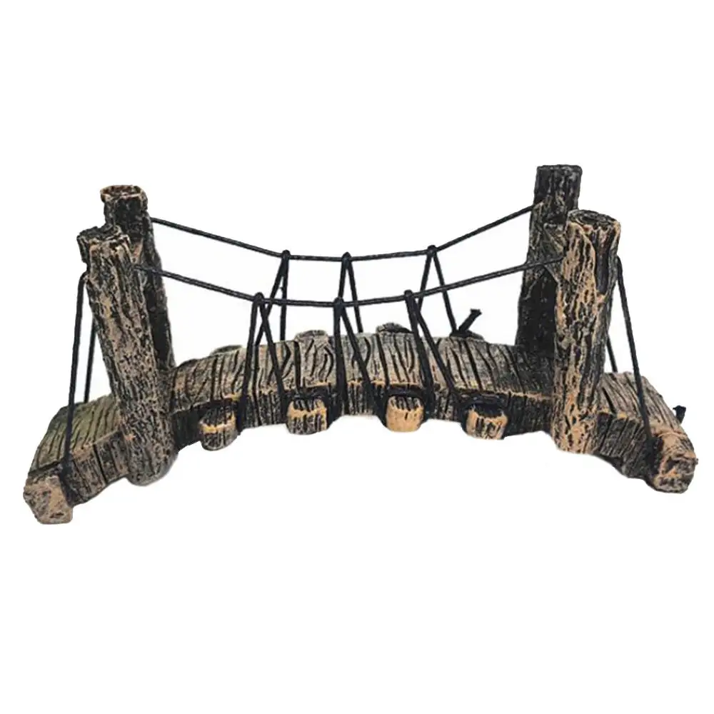 Орнамент для аквариума из смолы веревочный мост деревянного цвета украшения