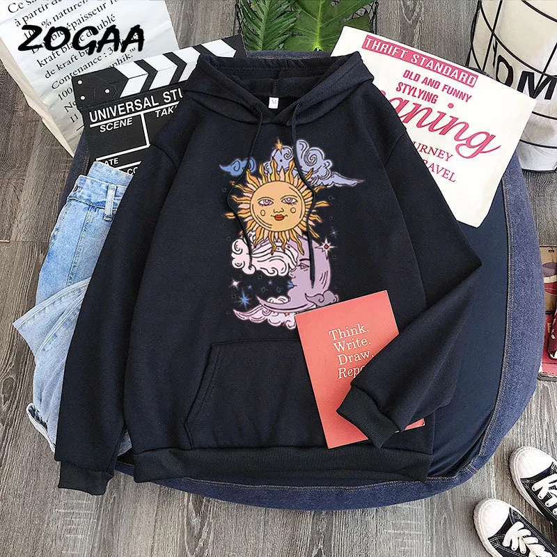 

ZOGAA Hoodie Man Abstract Art Sun Simple Print Harajuku Clothes Crewneck Sweatshirt Male Large Size Spring Autumn Hot Sale Chic